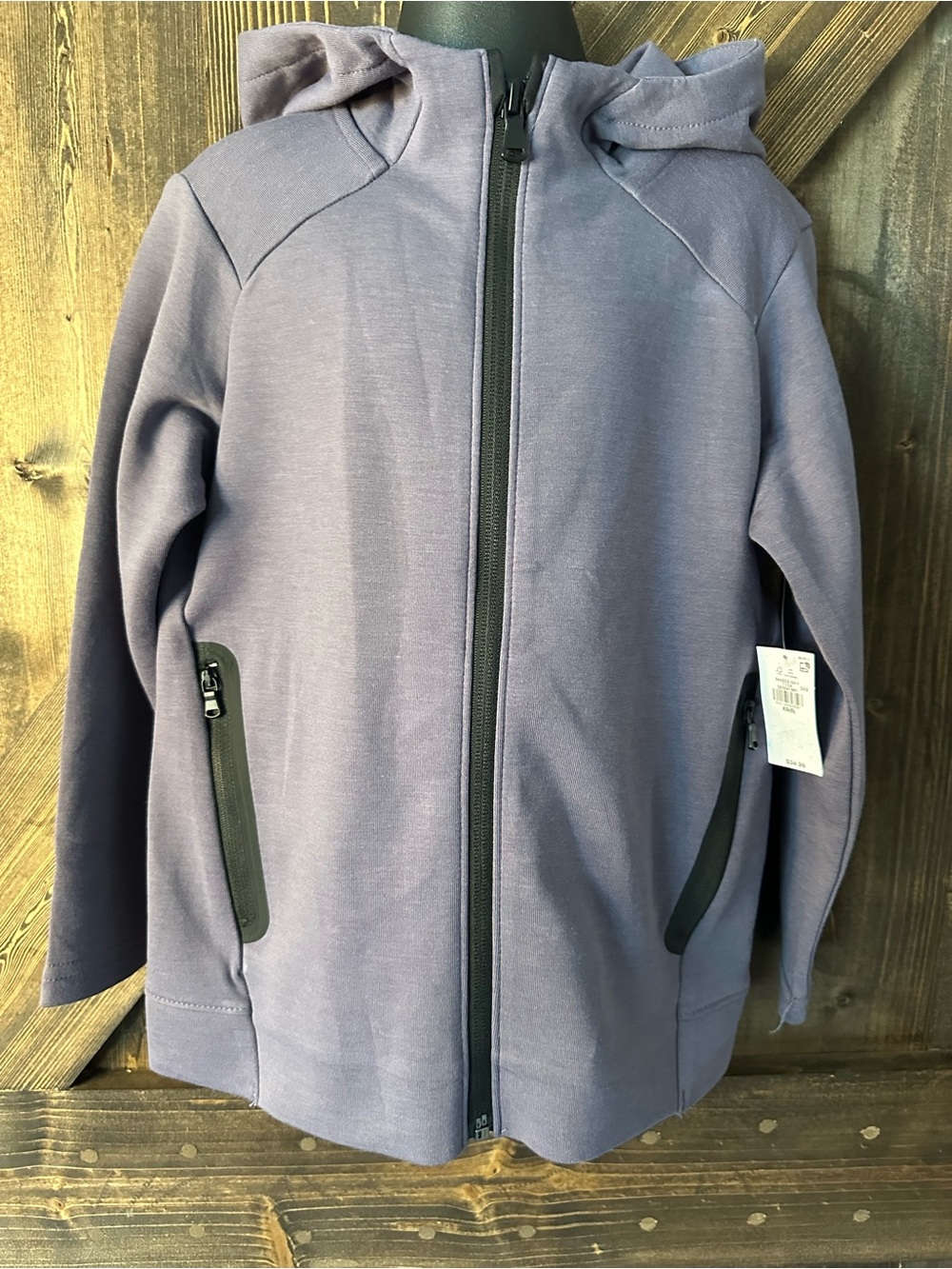 Boys Hooded Full-Zip Jacket in Slate Blue